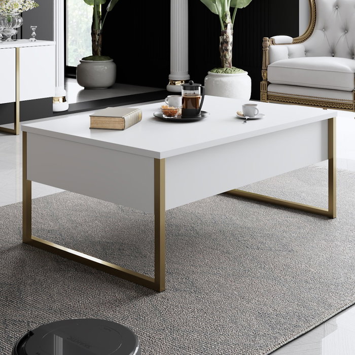 Hanah Home Mesa de centro Luxe Blanco y Oro